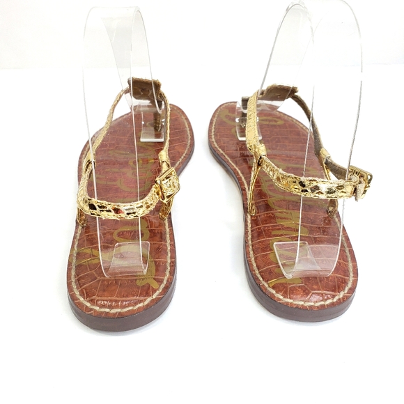 Sam Edelman Gold Snake Embossed Thong Sandal 7.5 - Picture 7 of 9